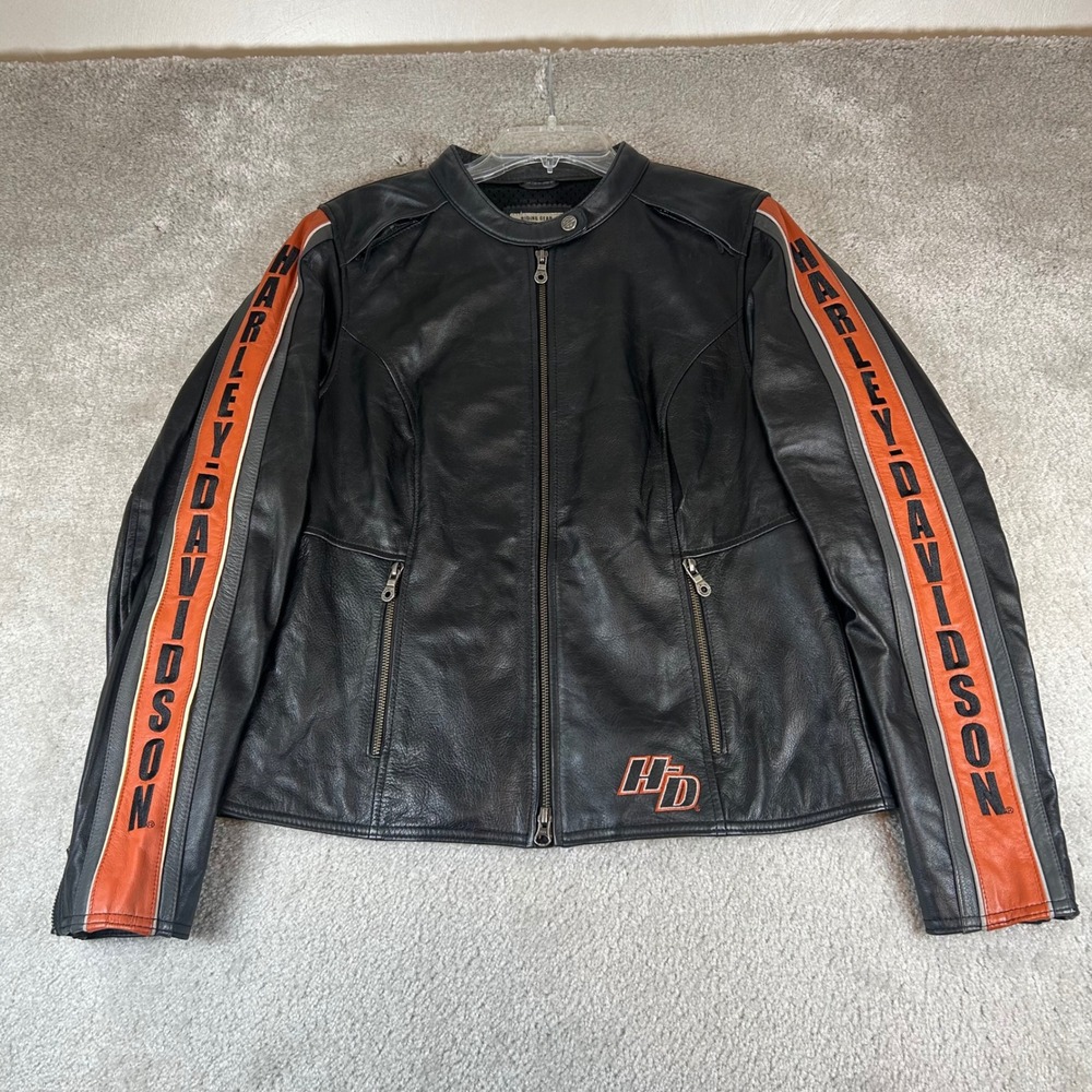 VTG Harley Davidson Leather Riding Jacket Womens L Black 98004-11VW Biker Moto